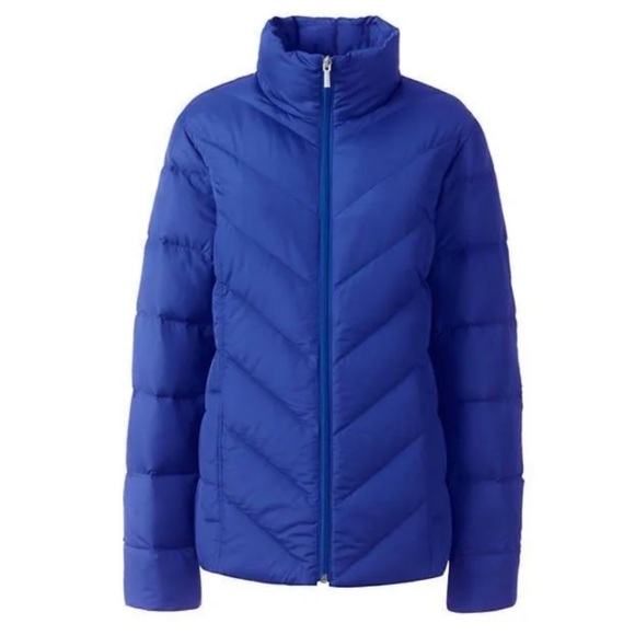 NWT Land’s End Puffer HyperDry Down Blue Jacket 1X 16/18 - Picture 2 of 10